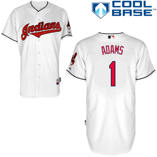 David Adams #1 MLB Jersey-Cleveland Indians Men's Authentic Home White Cool Base Baseball Jersey